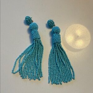 Anthropologie Turquoise Beaded Tassel Earrings